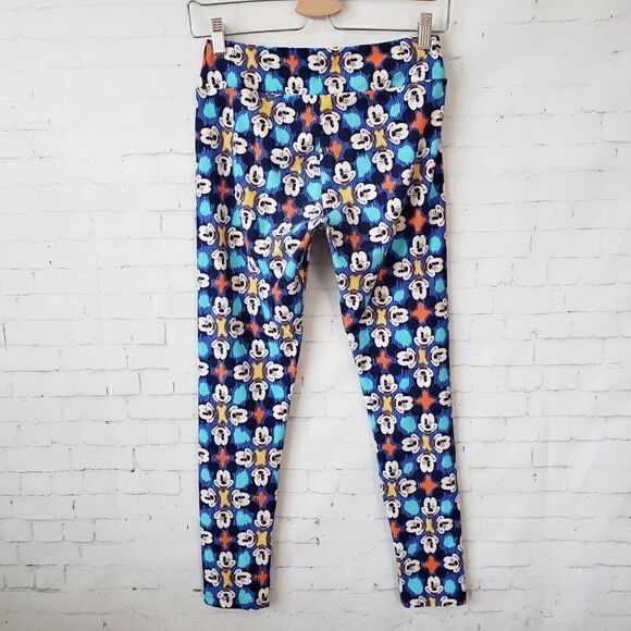 LuLaroe One Size Mickey Disney Leggings Blue Soft Eye Wink Winking Irregular - Picture 5 of 9